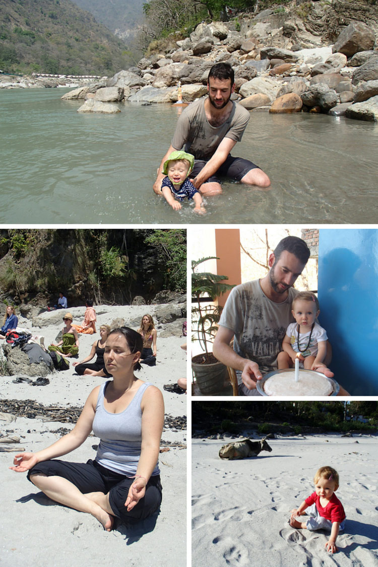 David & Nivi in the Ganges River  // Ivalu meditating on the beach // Nivis first birthday // Nivi on the beach